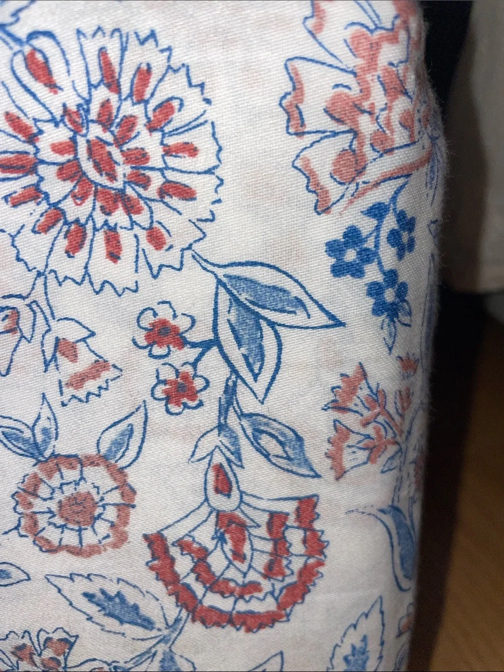 Rachel Zoe Floral King Sheet Set in Red and Blue floral on white background